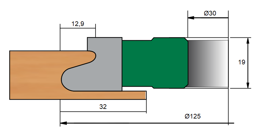 Fresa para Puxador de Gaveta Ø125 x 30 - 6 Dentes - Cód. 1381.01